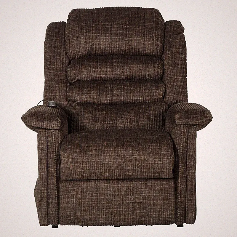 Catnapper Buckner Power Lift Assist Recliner in Brown Polyester Fabric