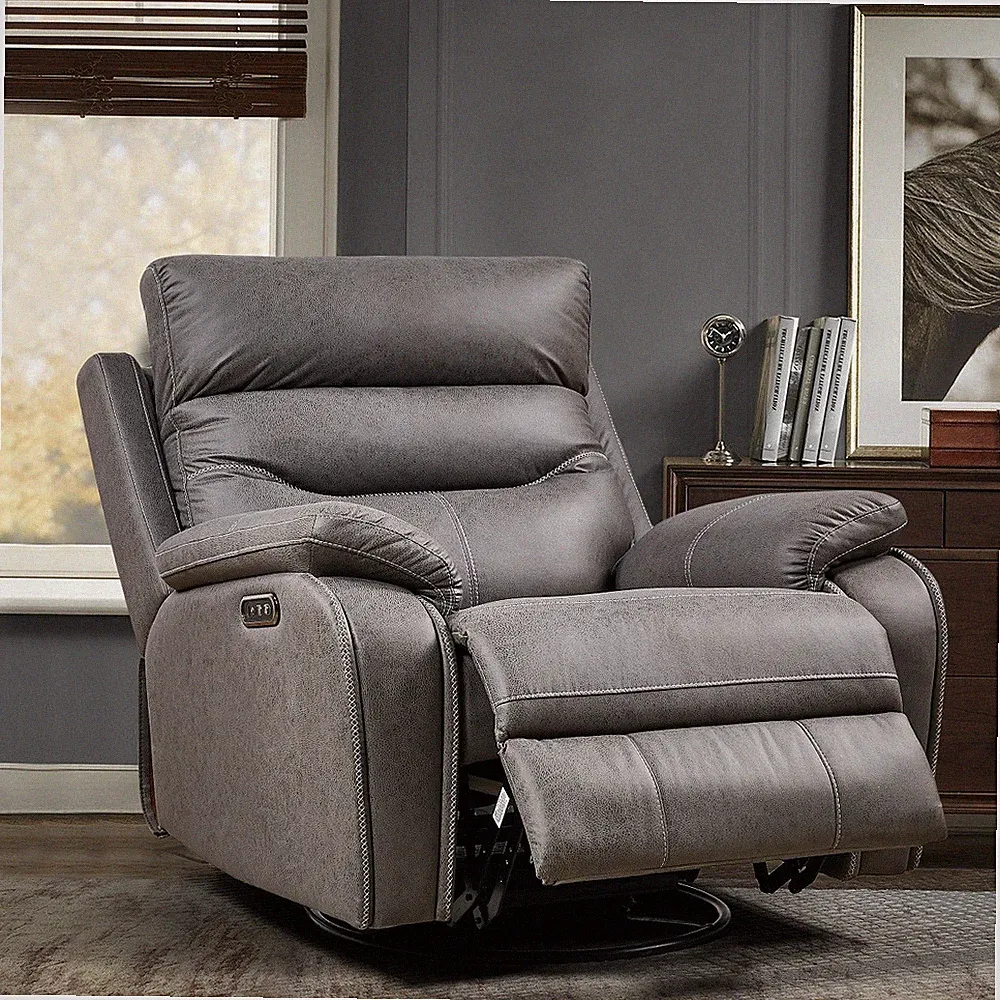 Dual Motor Swivel Single Sofa Seat Recliner Chair Head Rest with Power Function