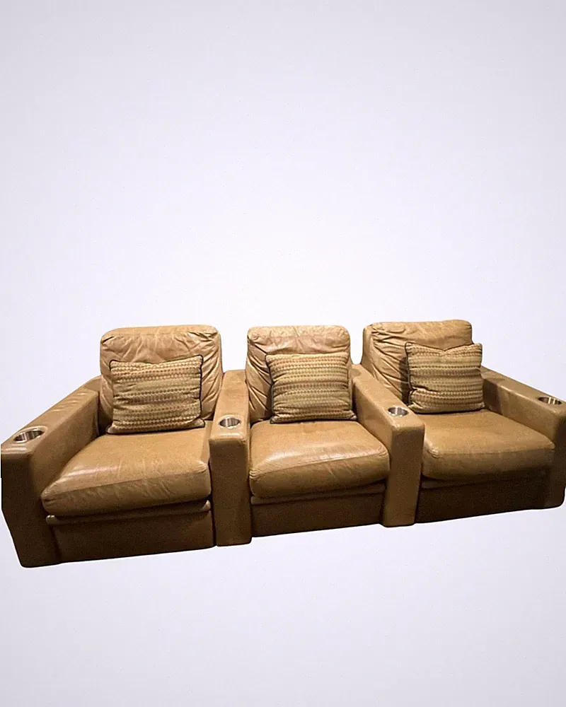 Elite Leather Three Seat Leather Power Recliners