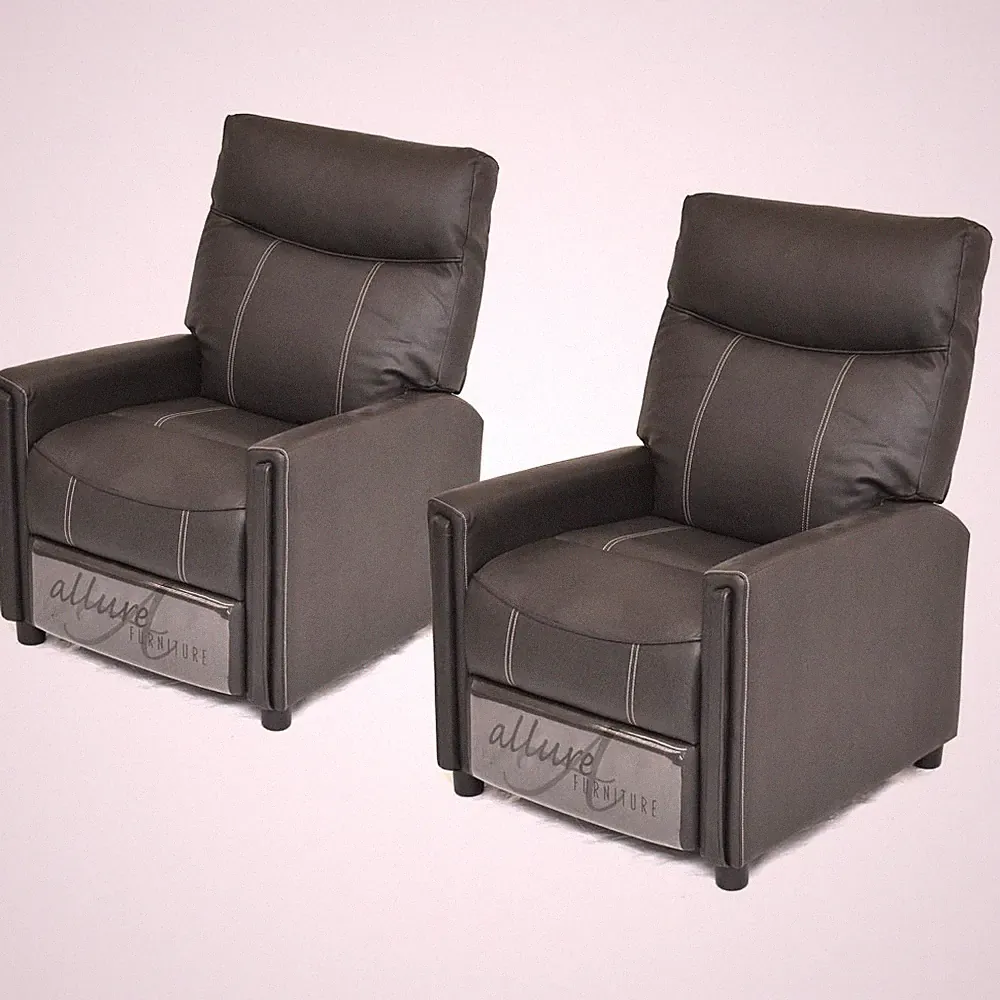 Manual Push-Back Recliner Seats Charcoal Gray 28.5 Inch - PAIR