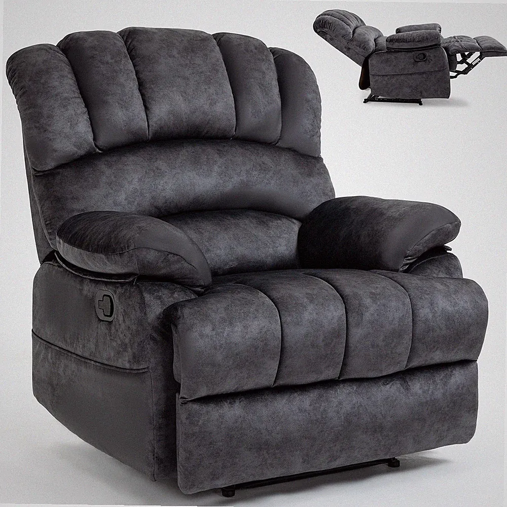 Oversized Cushion Large Grand Manual Recliner Chair for Living Room, Gray