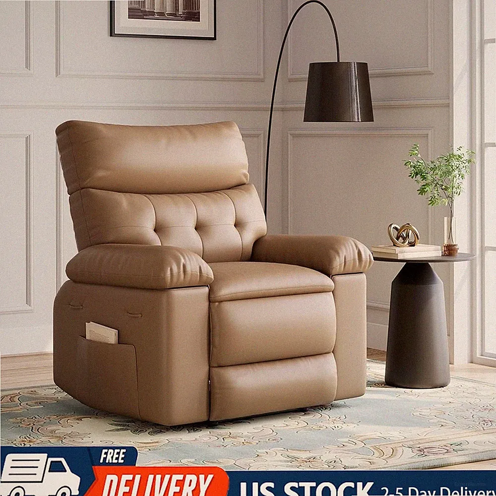PU Leather Oversized Manual Recliner Chairs with 1.5X Sponge 22" Seat Width