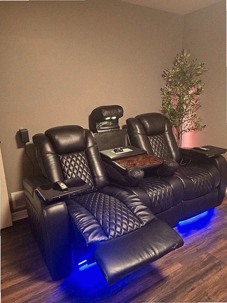 Seatcraft Euphoria Heat/Massage Sofa Power Headrest lumbar recline Leather black